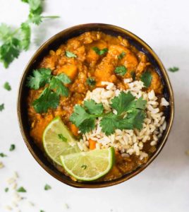 LENTILS WITH SWEET POTATOES AND SPINACH